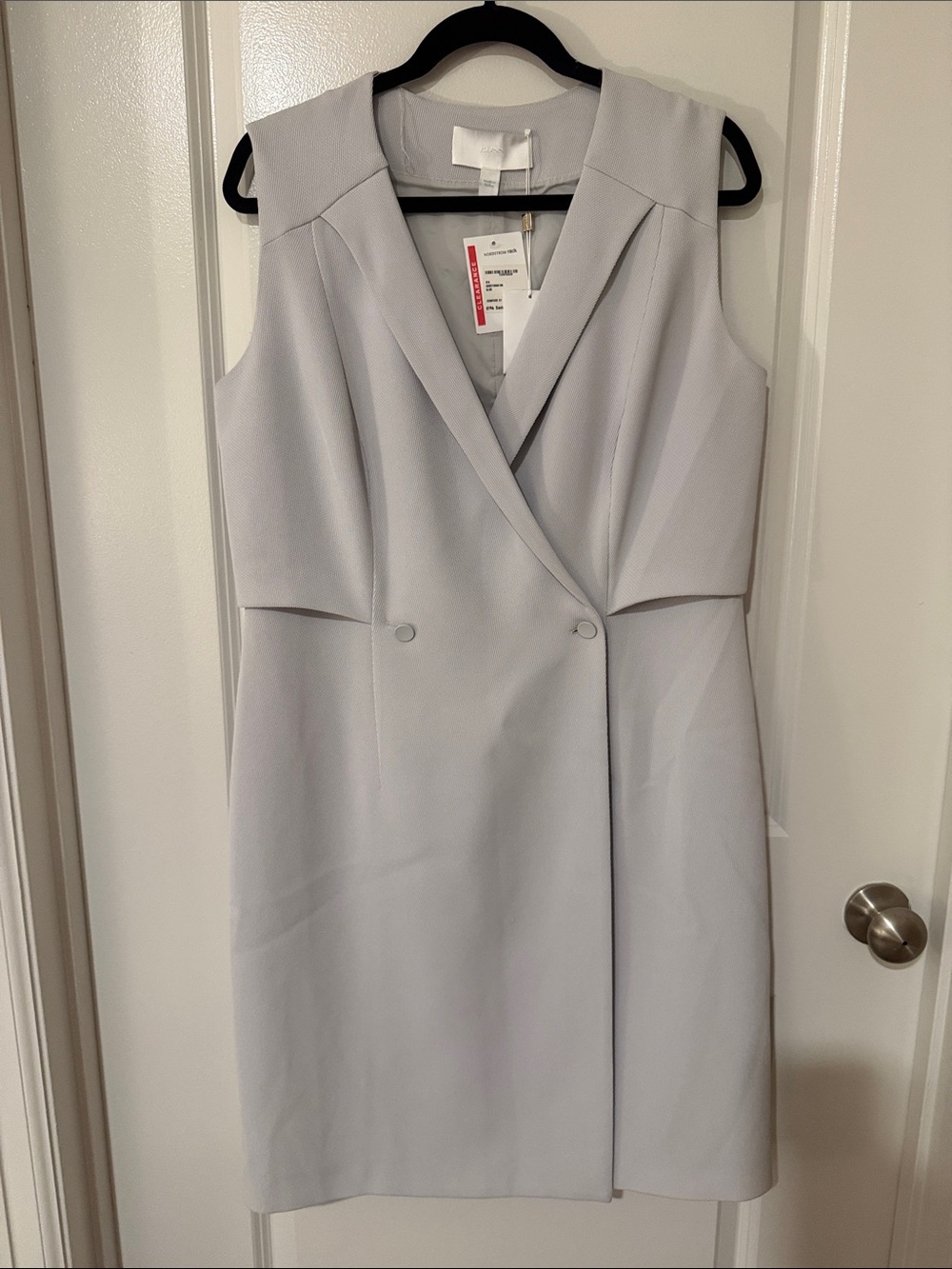 Hugo Boss Sleeveless Light Gray Wrap-Style Midi Dress